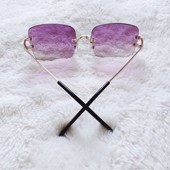Laurel Clear Purple Rimless Sleek Sunglasses - Picture 10 of 11